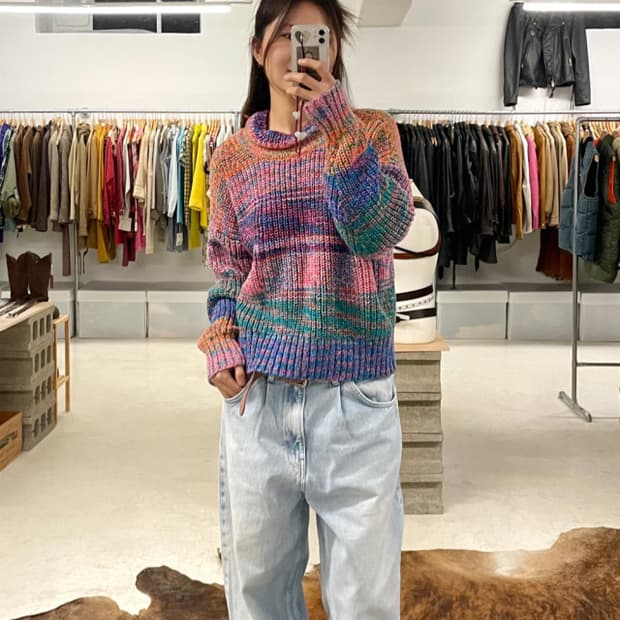 GAP psychedelic ombre mockneck knit