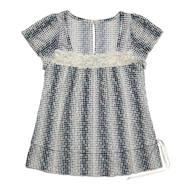 Square Print Lace blouse