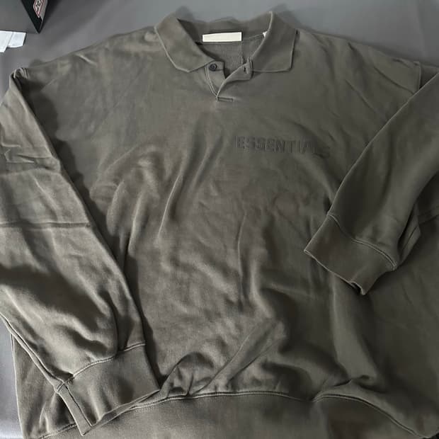 피어오브갓 에센셜 카라 맨투맨 스웻셔츠 카키색 L