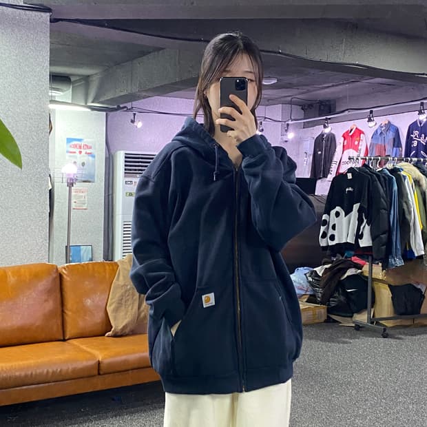 칼하트 써멀 네이비 후드집업 B3322