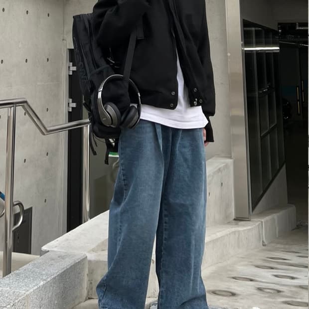 단 스튜디오 딥핀턱 중청 데님