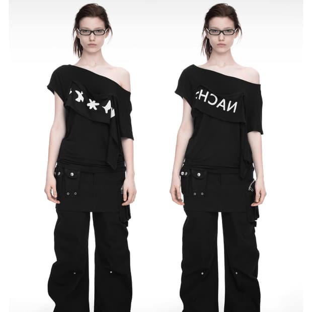 2-WAY PRINTED LOOSE T-SHIRT BLACK