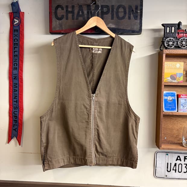 Qalamkali Zip Work Vest Brown