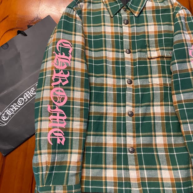 크롬하츠 레터링 체크 누빔셔츠 사이즈 m