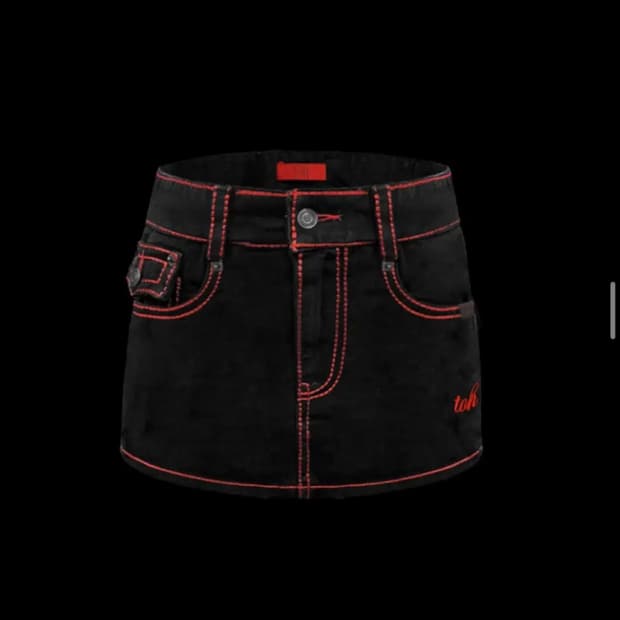 TOH 티오에이치 Cherry stitch raw mini skirt