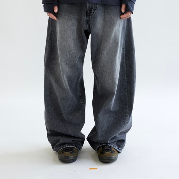 해칭룸 와이드 커브진 (워시드 블랙, 4)