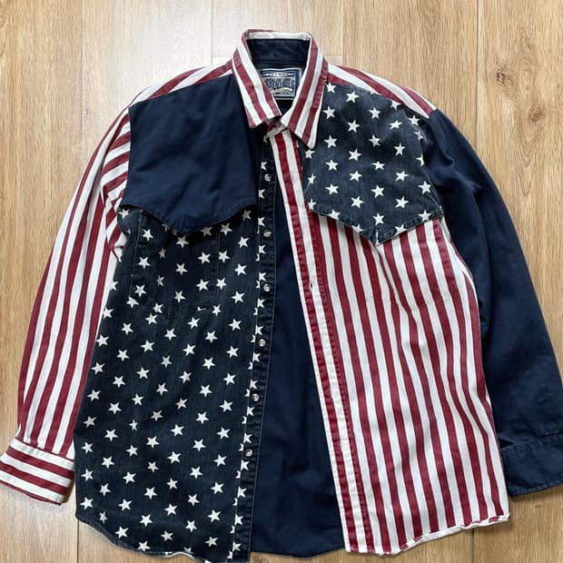 90s Made USA 성조기 헤비 코튼 빈티지 셔츠