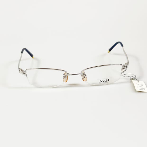 R&B EYEWEAR 실버 반무테 스퀘어 메탈 빈티지 안경