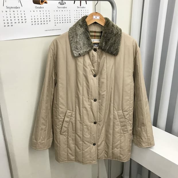 버버리 퍼 누빔 패딩 자켓