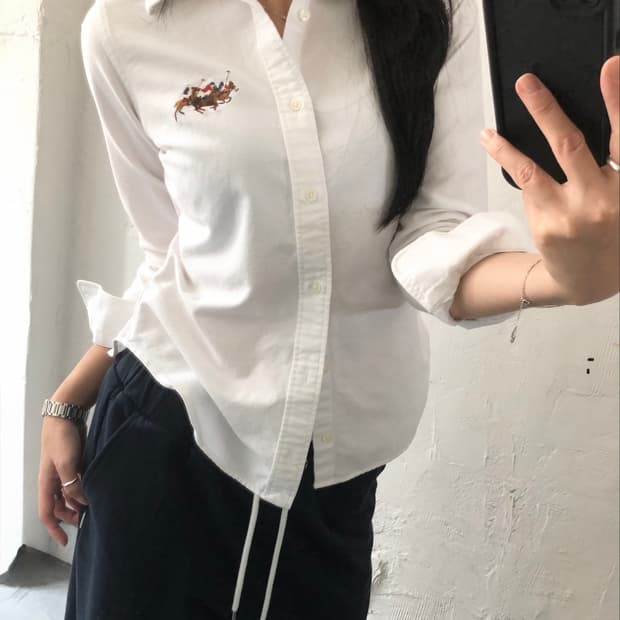 Polo 랄프로렌 우먼 화이트컬러 트리플포니 코튼 셔츠