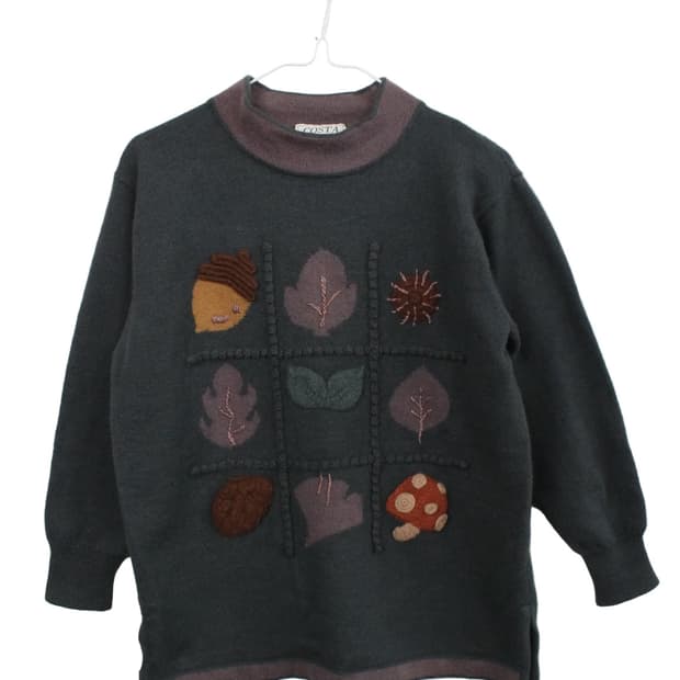 빈티지 모리걸 포레스트 자수 니트