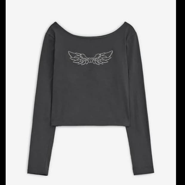 허그유어스킨 엔젤 윙 탑 차콜