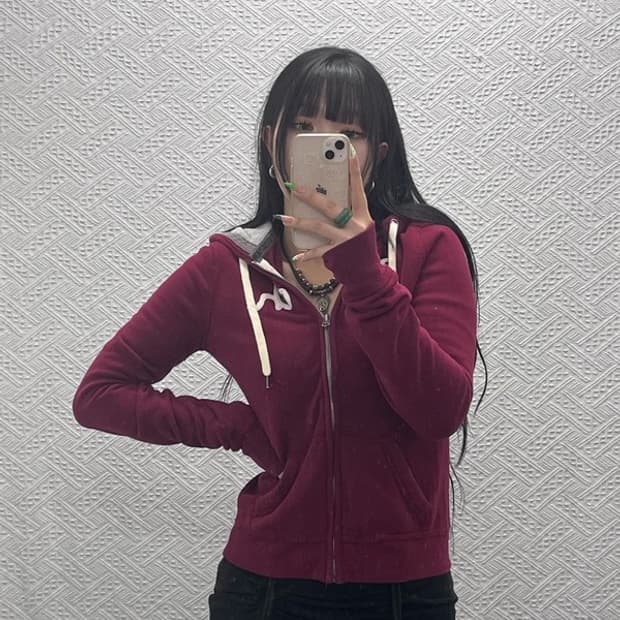 아베크롬비 레트로 00's 버건디와인 약기모 후드집업 M C09171