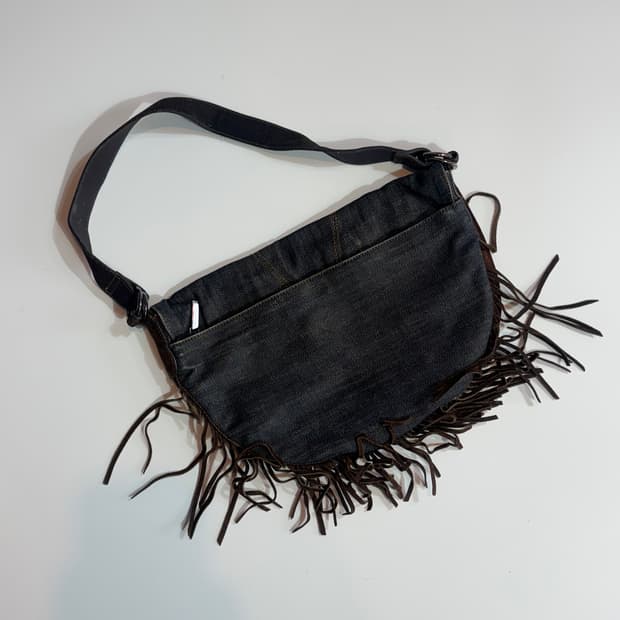 빈티지 데님 프링지 숄더백