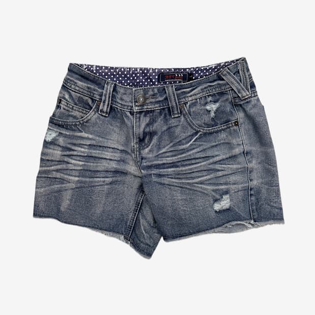 cat washing fade denim shorts