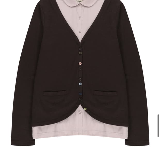 LAYERED SHIRT CARDIGAN BROWN 