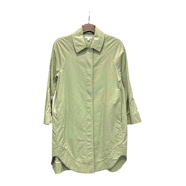 코스 카라넥 트렌치코트 레글런 히든버튼 투포켓 디테일 연그린