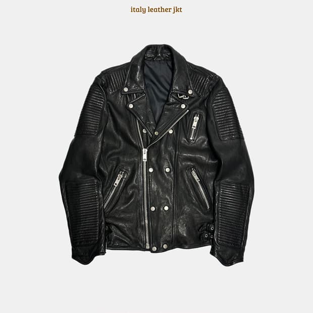 빈티지 가죽 바이크 라이더자켓 made in italy