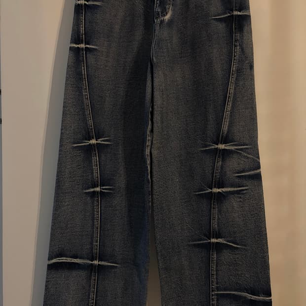 [메종미네드] PINCH WIND DENIM PANTS BLUE
