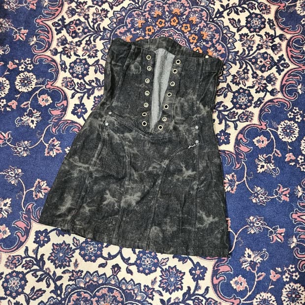 쓰리타임즈 루시퍼 데님 미니 원피스