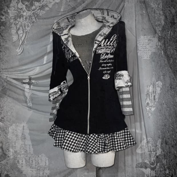 무채색 키치 데일리펑크 코디세트 