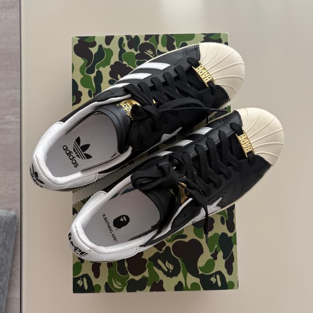 아디다스 x 베이프 슈퍼스타 80s 코어 블랙 오프 화이트