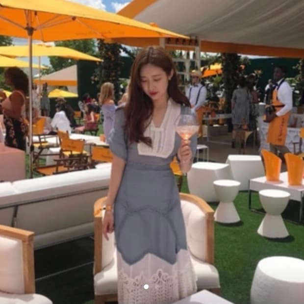 차정원 페이유 원피스 블루 레이스 롱 원피스 s(새상품)