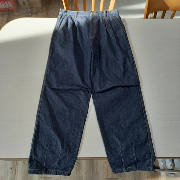 32 LEARVE Kor 하이웨이스트 스판 와이드진 진청 32-303