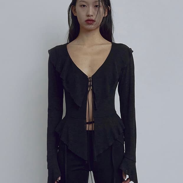 보헤미안서울 러플 블라우스 RUFFLE BLOUSE, BLACK