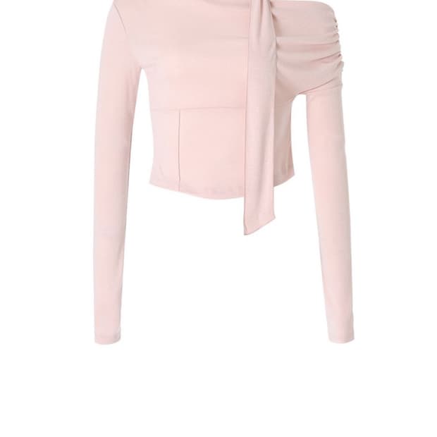 [새상품] 낫유어로즈 Shirring scarf tshirt (Pink)