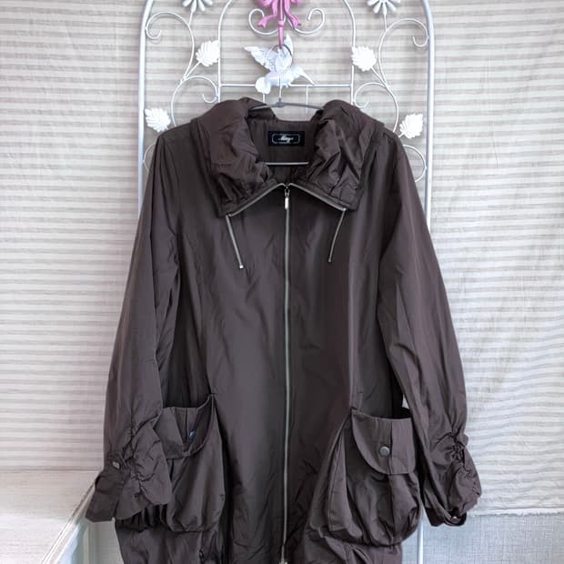 빈티지 여성 브라운 포켓 야상 y2k 스트릿 갸루 펑키 449