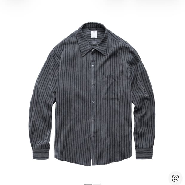 (2) 폴리테루 루즈드 스트리이프 셔츠 차콜