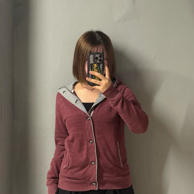 inner stripe button hood zip-up