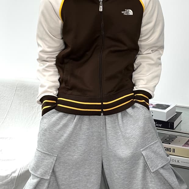 노스페이스 브라운 배색 트랙탑 져지 XL