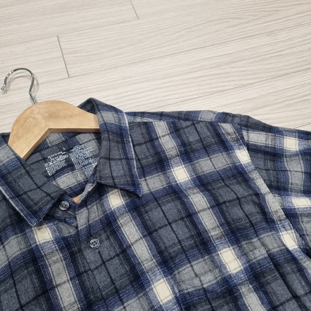 MUJI 무인양품 플란넬 체크셔츠 블루 L사이즈