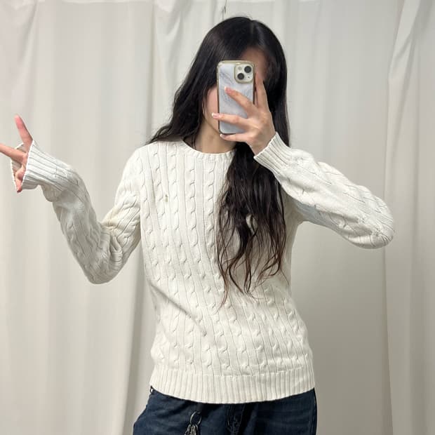 Polo Ralph Lauren white cable-knit