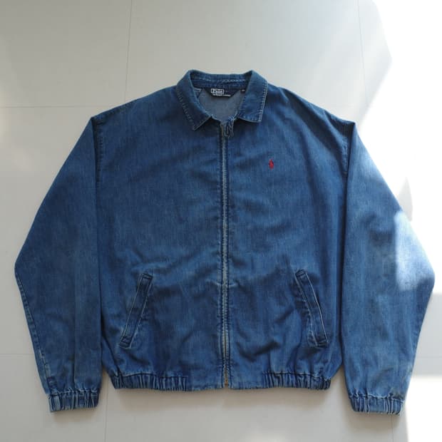 90s 폴로 랄프로렌 데님 베이포트 블루종 해링턴 자켓 XL