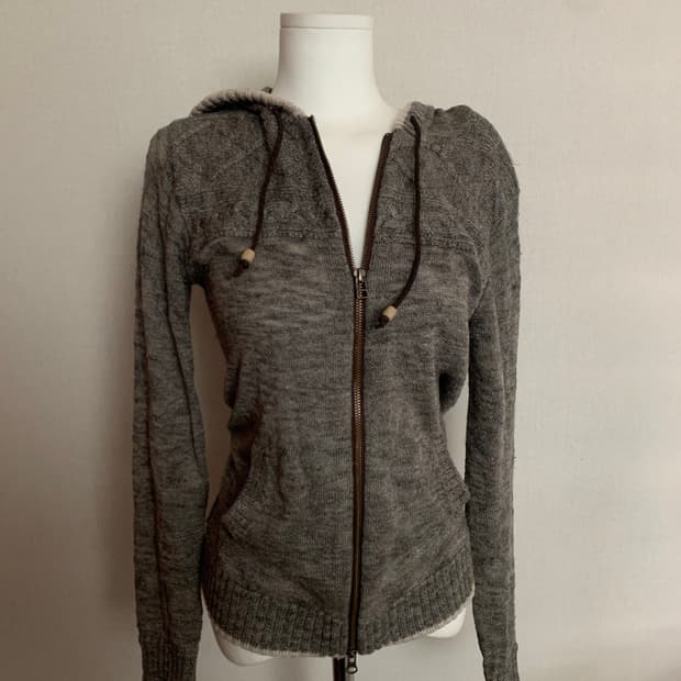 빈티지 니트 후드집업 원피스