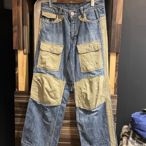 꼼사드모드 패치워크 데님팬츠