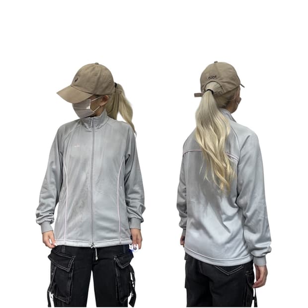 아디다스 차콜 핑크 라인 회색 트랙탑 져지 M