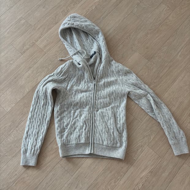브랜디멜빌 light grey cable knit hoodie 집업