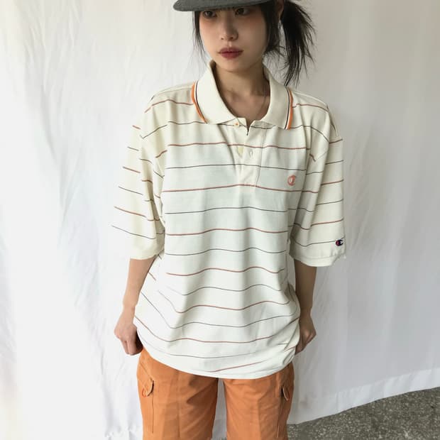 Champion 스트라이프 폴로티