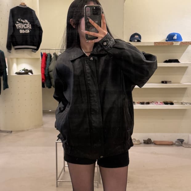 반투어 빈티지 레더 블루종 자켓 U903