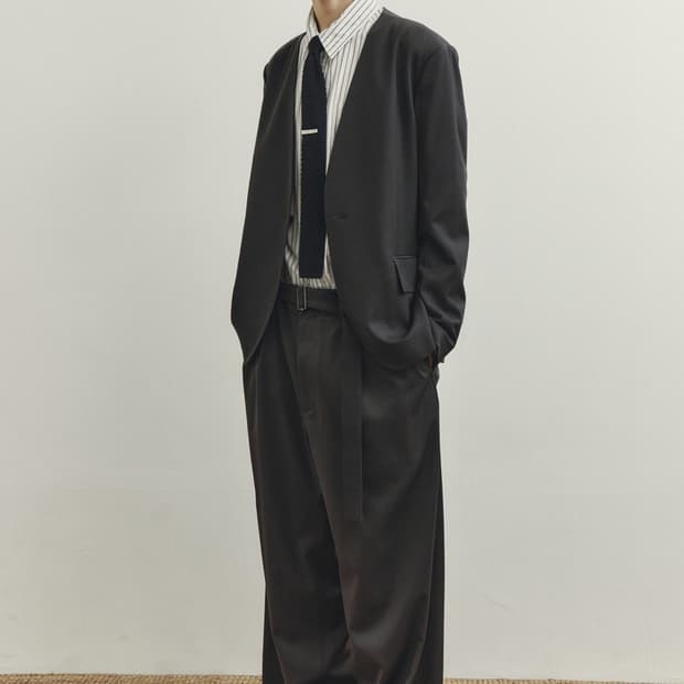 유스 카라리스 자켓 - 차콜 그레이