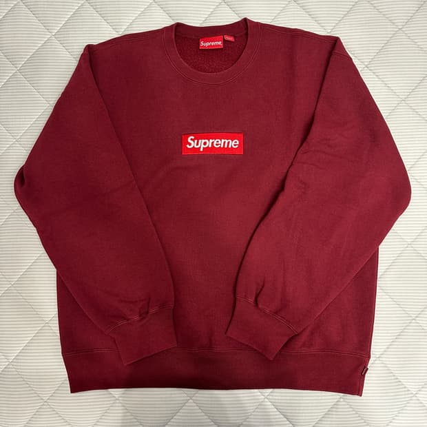 22FW 슈프림 박스로고 크루넥 카디널