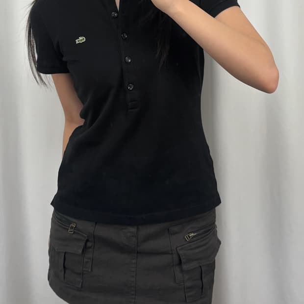 라코스테 블랙 슬림핏 반팔 PK 카라티