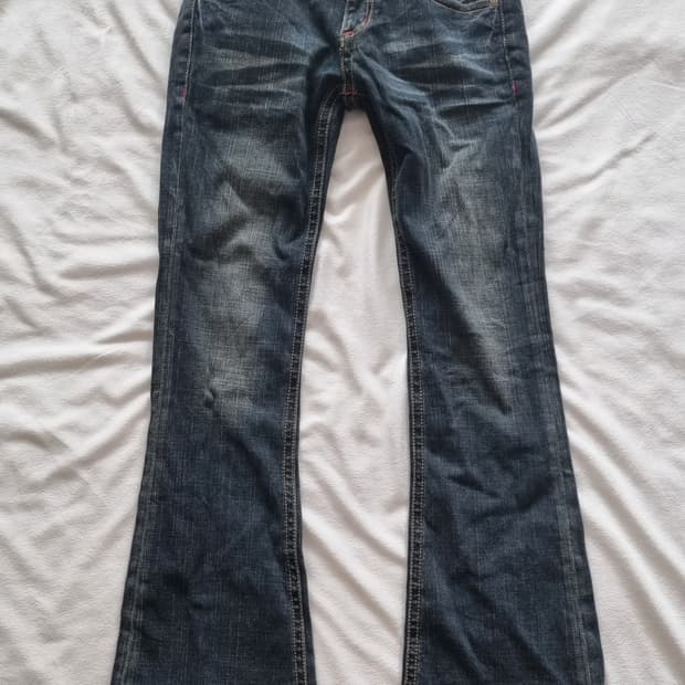 빈티지 y2k 펑크 버클 지퍼 부츠컷 팬츠