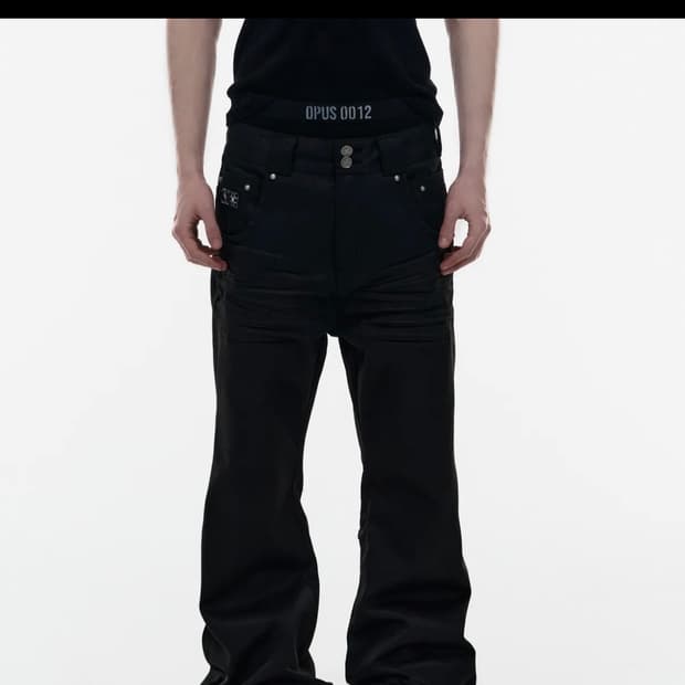 Op. 09 TORCHED FLARE COATED DENIM PANTS