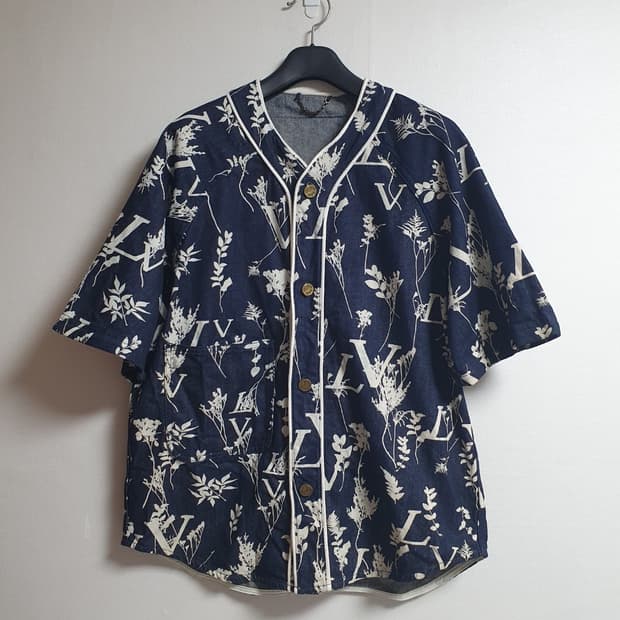 루이비통 플로럴 LV 패턴 반팔 셔츠/자켓 네이비 M