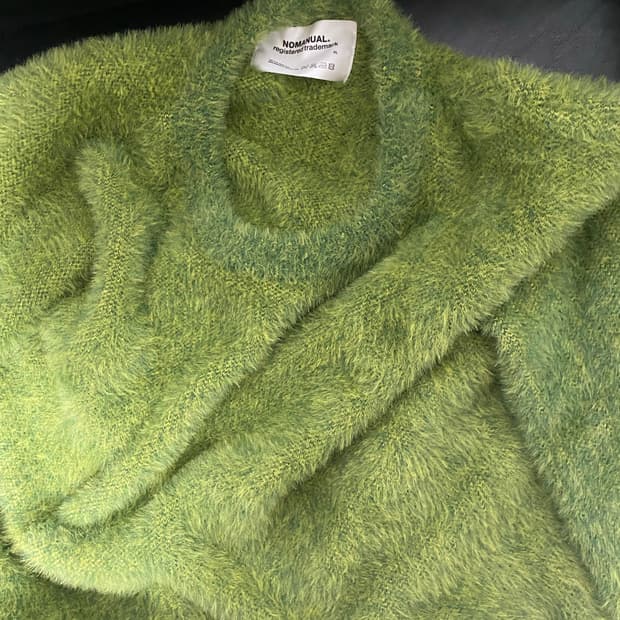 노매뉴얼 그린 퍼 니트 XL 크롭니트